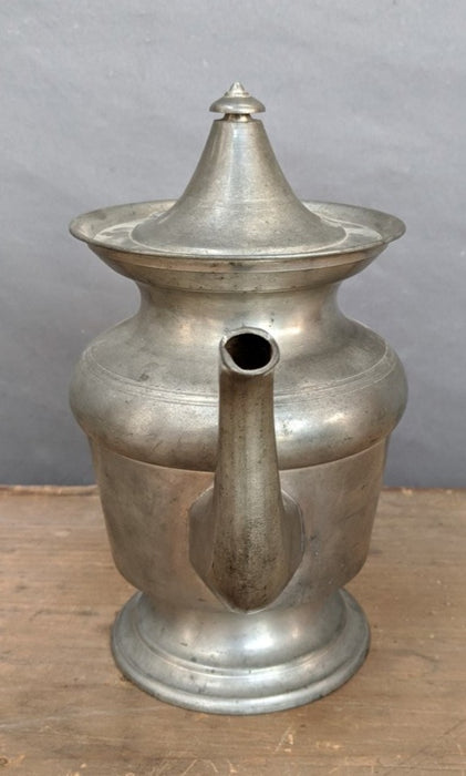SMALL BLACK HANDLE PEWTER TEAPOT- H.B. WARD, WELLINGTON CONN. CIRCA 1849