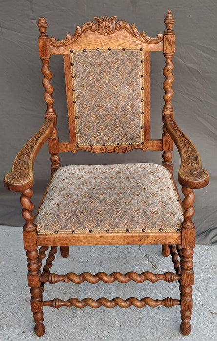 BARLEY TWIST ARM CHAIR WITH FEATHER CARVED ARMS