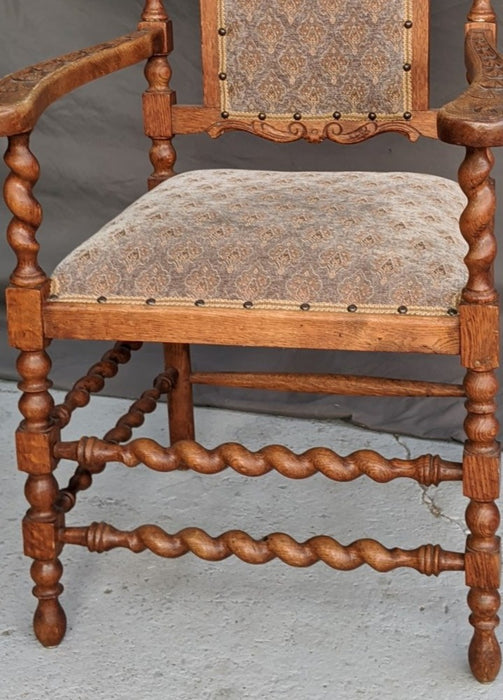 BARLEY TWIST ARM CHAIR WITH FEATHER CARVED ARMS