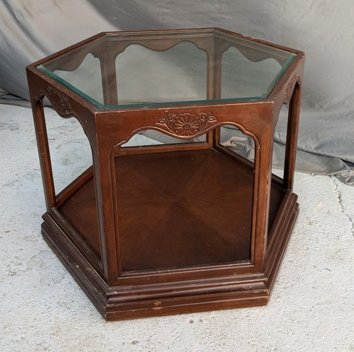 GOTHIC STYLE HEXAGON TABLE WITH GLASS TOP
