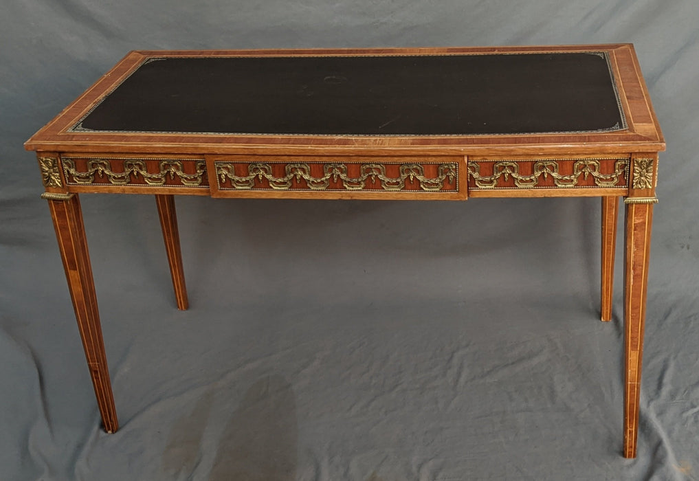 LOUIS XVI STYLE LEATHER TOP WRITING TABLE WITH DRAWER
