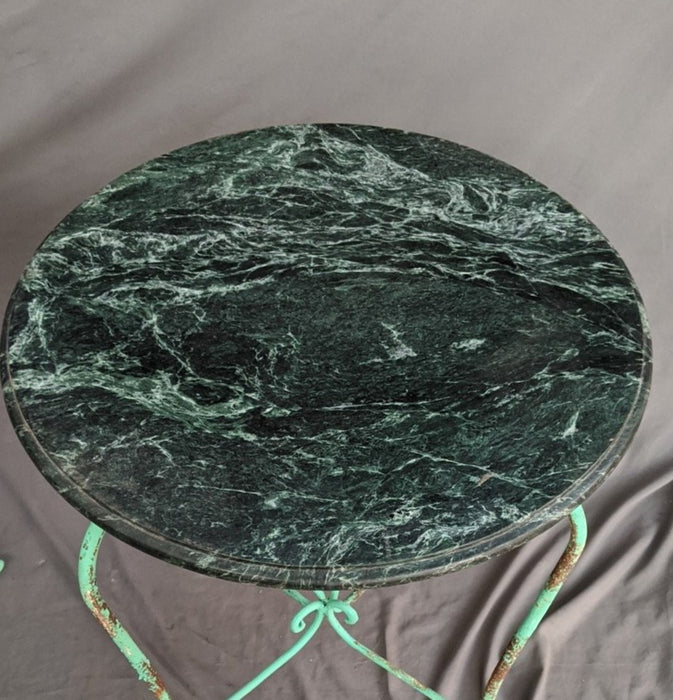 GREEN MARBLE TOP IRON TABLE