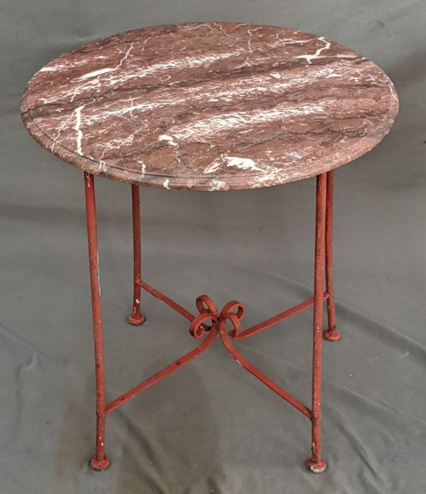 RED MARBLE TOP IRON TABLE