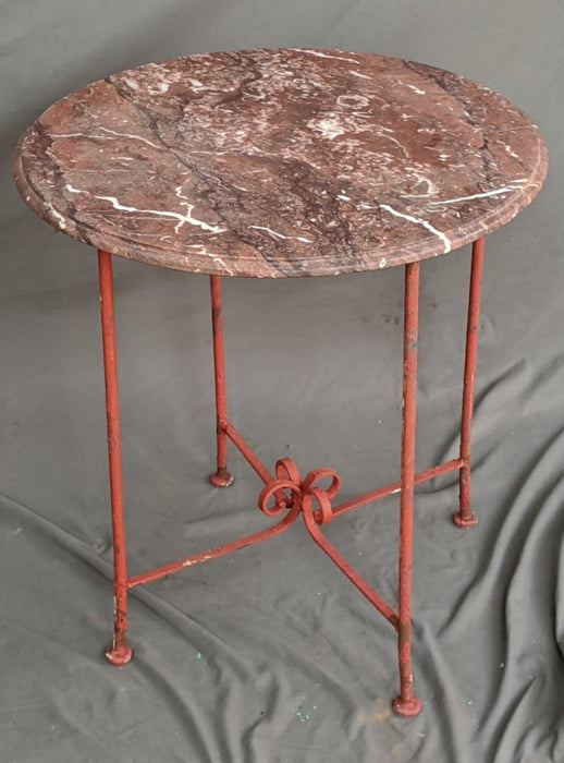 RED MARBLE TOP IRON TABLE