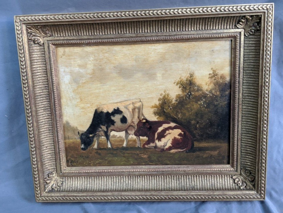 SMALL BOVINE OIL PAINTING