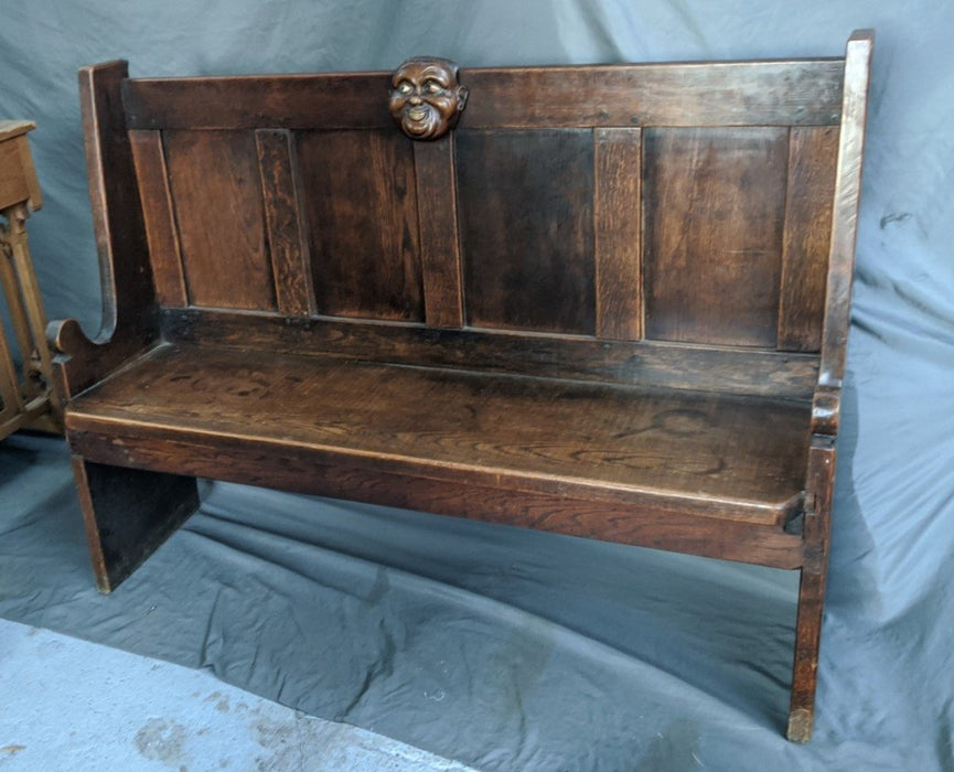 OAK HALL BENCH WITH CARVED FACE