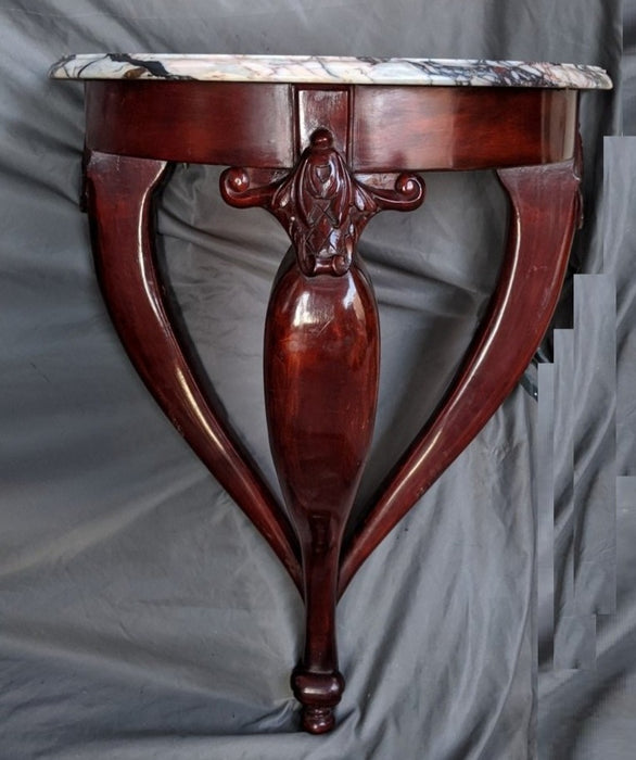 SMALL MARBLE TOP DEMI LUNE WALL CONSOLE