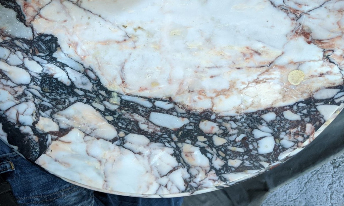 SMALL MARBLE TOP DEMI LUNE WALL CONSOLE