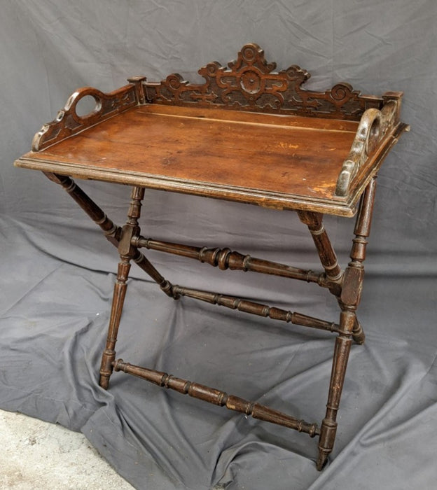 CARVED OAK TRAY TABLE LARGE SIZE TURN OF THE CENTURY