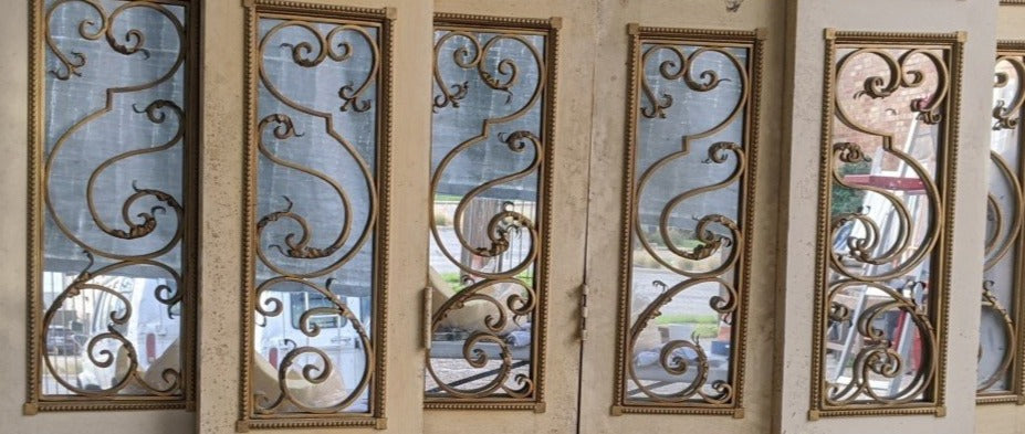 SET OF 6 FANCY FRENCH DOORS WITH IRON AND MIRRORS NARROW