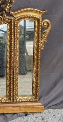 GOLD AS IS FRENCH 3 PANE VANITY MIRROR