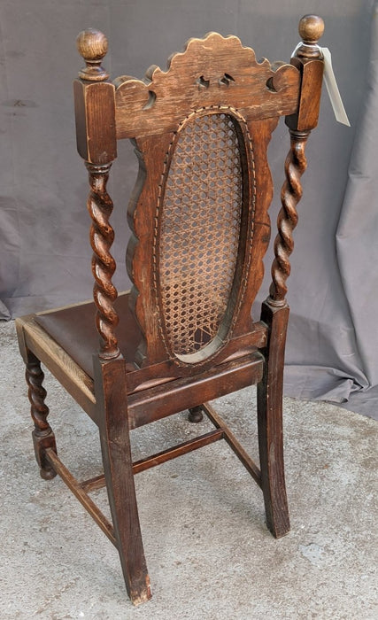 BARLEY TWIST CANED OVAL BACK SIDE CHAIR AS IS