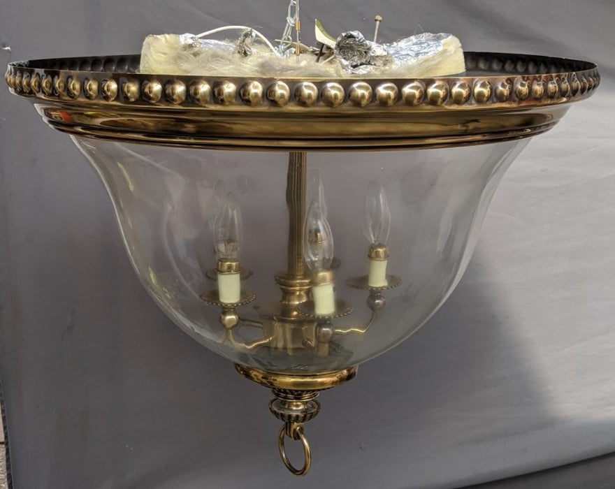 BRASS AND GLASS DOME CHANDELIER