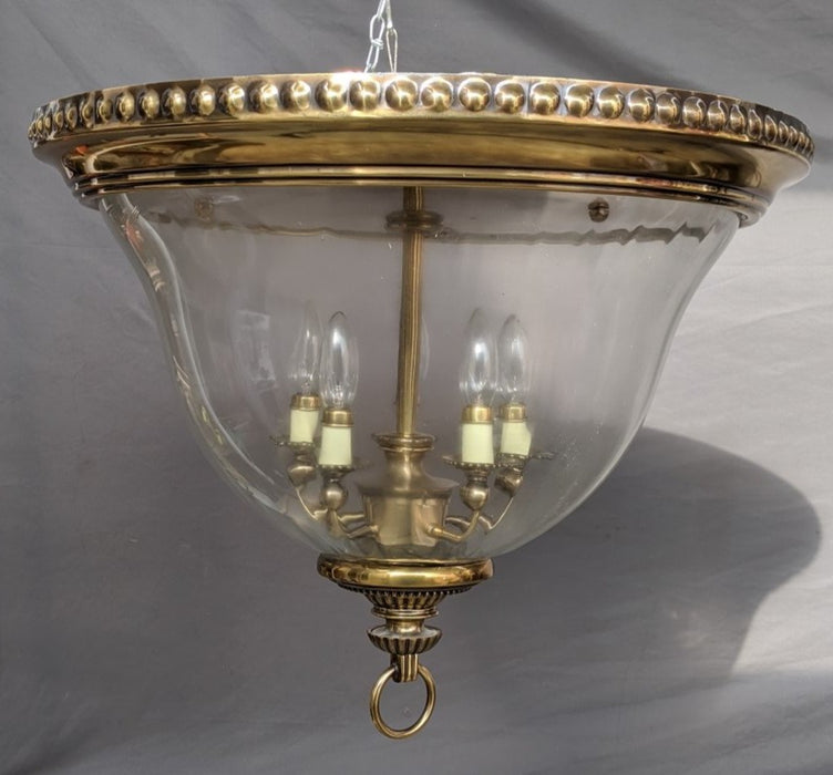 BRASS AND GLASS DOME CHANDELIER