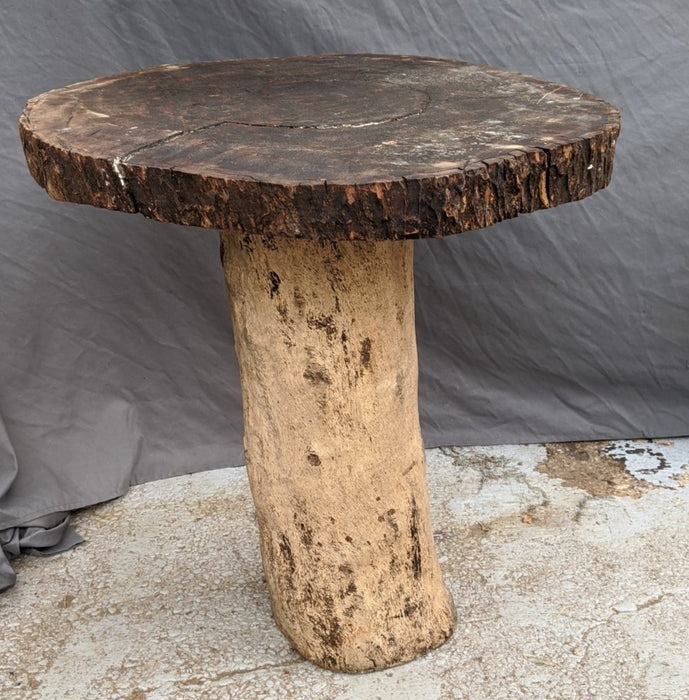 WOOD SLAB TOP TABLE WITH PALM TREE BASE