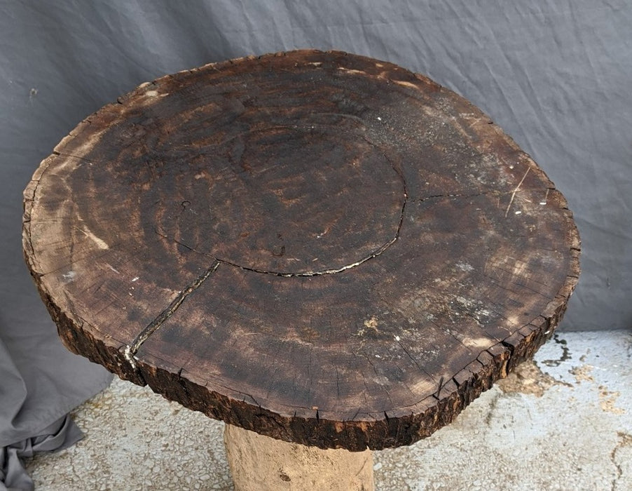 WOOD SLAB TOP TABLE WITH PALM TREE BASE