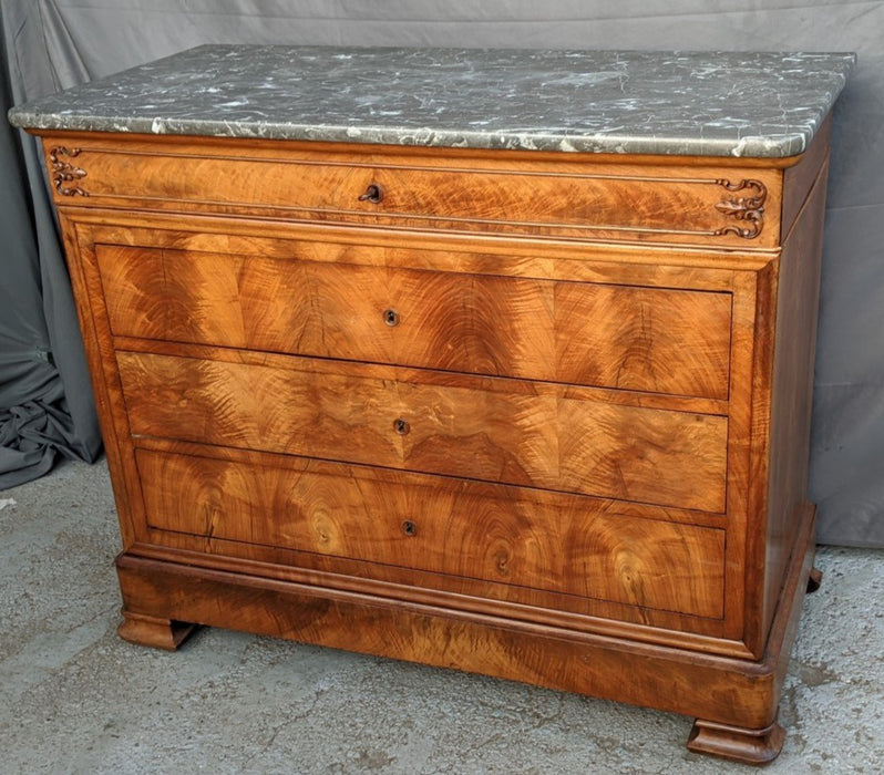 LOUIS PHILIPPE MARBLE TOP WALNUT CHEST