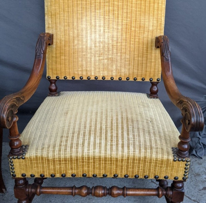 ACANTHUS CARVED CURVED BACK OAK ARMCHAIR