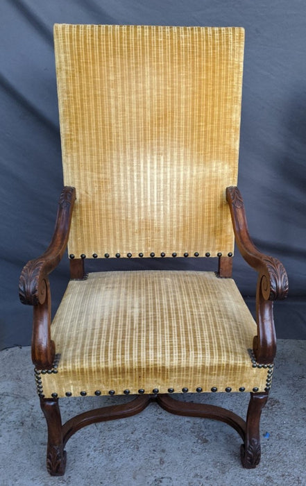 ACANTHUS CARVED STRAIGHT BACK OAK ARMCHAIR