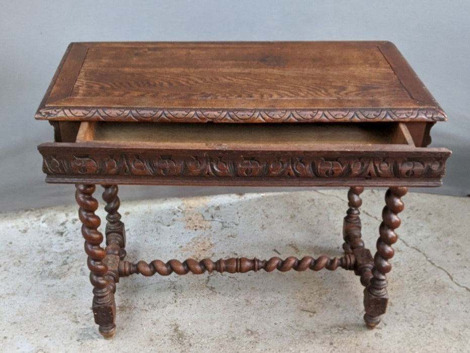 SMALL BARLEY TWIST TABLE WITH ROUGH TOP