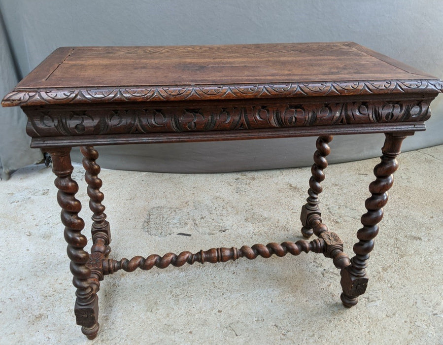 SMALL BARLEY TWIST TABLE WITH ROUGH TOP