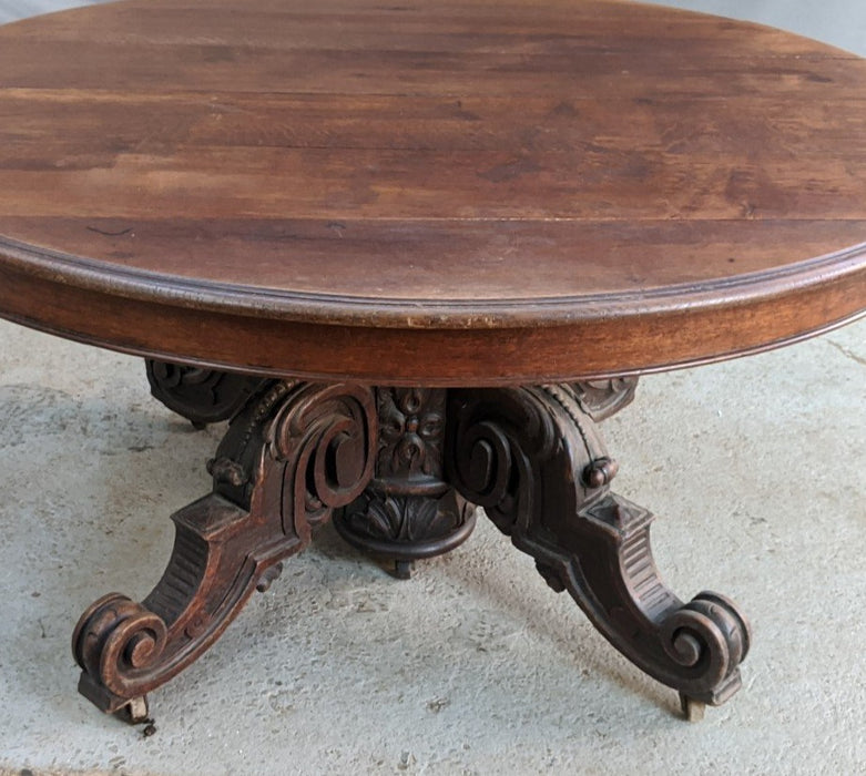 LARGE OVAL OAK FRENCH PEDESTAL DINING TABLE