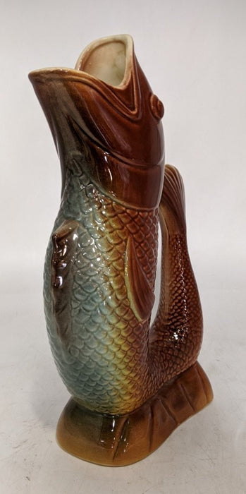 FRENCH MAJOLICA ST. CLEMENT GURGLING FISH PITCHER