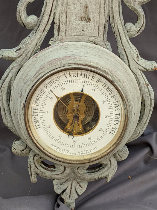 FRENCH BAROMETER IN PALE GREEN FRAME
