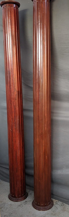 PAIR OF TALL MAHOGANY FLUTED COLUMNS