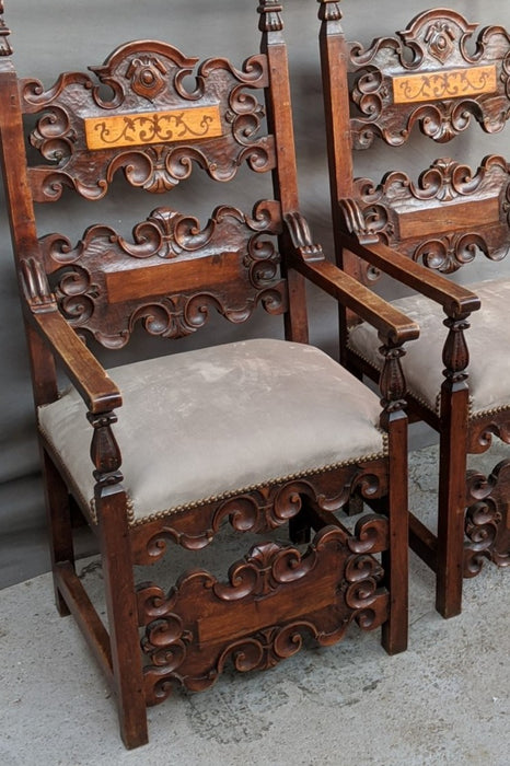 PAIR OF HIGHLY CARVED ITALIAN ARMCHAIRS