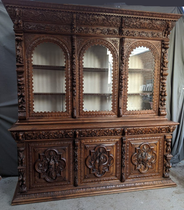 FANTASTIC 6 DOOR BLACK FOREST GAME CARVED BOOKCASE