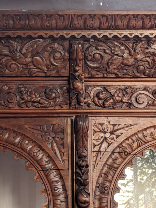 FANTASTIC 6 DOOR BLACK FOREST GAME CARVED BOOKCASE