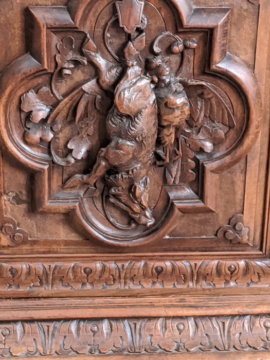 FANTASTIC 6 DOOR BLACK FOREST GAME CARVED BOOKCASE