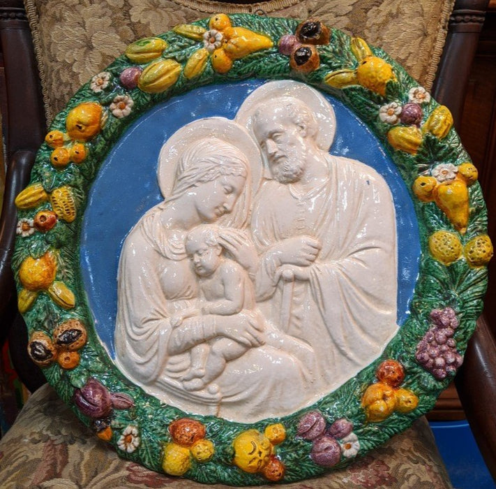 ITALIAN HOLY FAMILY LARGE PLAQUE