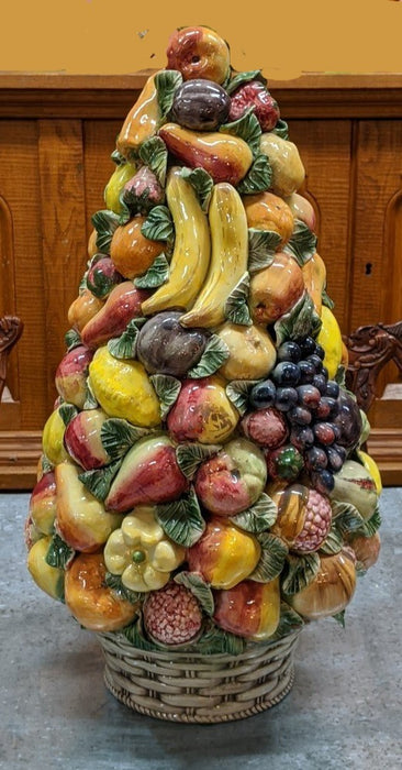 LARGE ITALIAN FRUIT BASKET TERRA COTTA HAND PAINTED