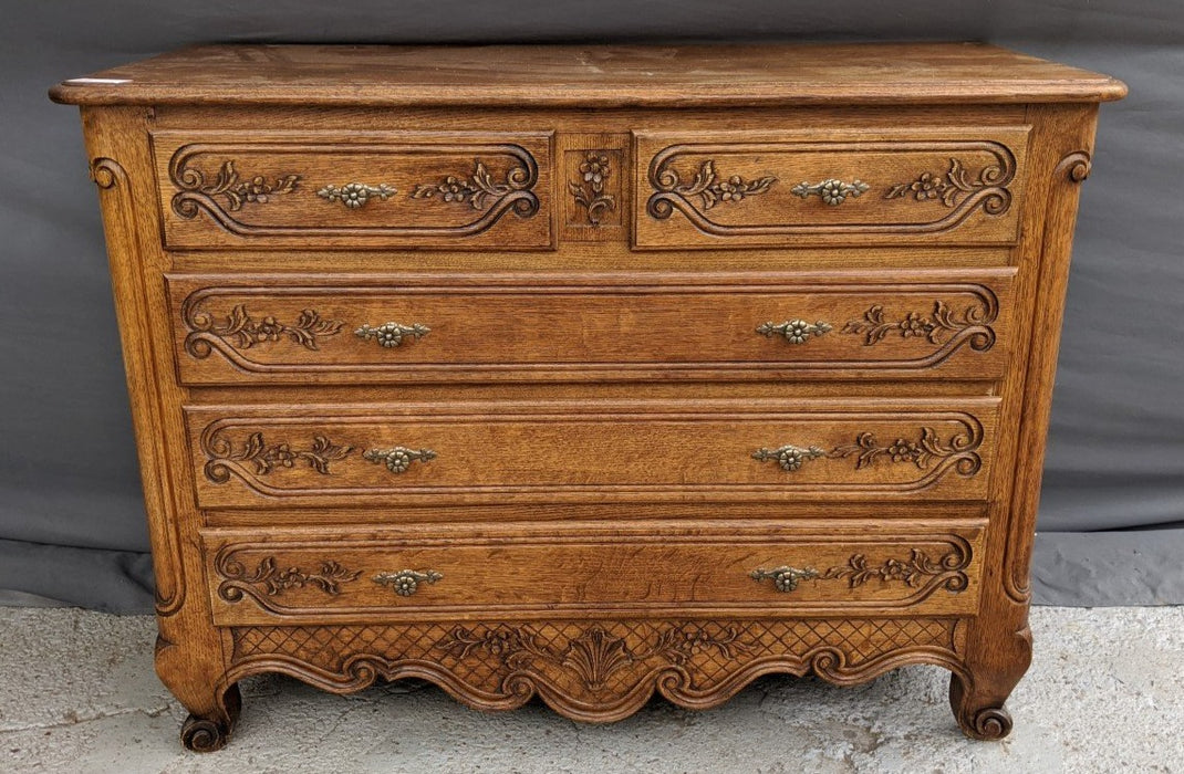 CARVED LARGE COUNTRY FRENCH 5 DRAWER CHEST