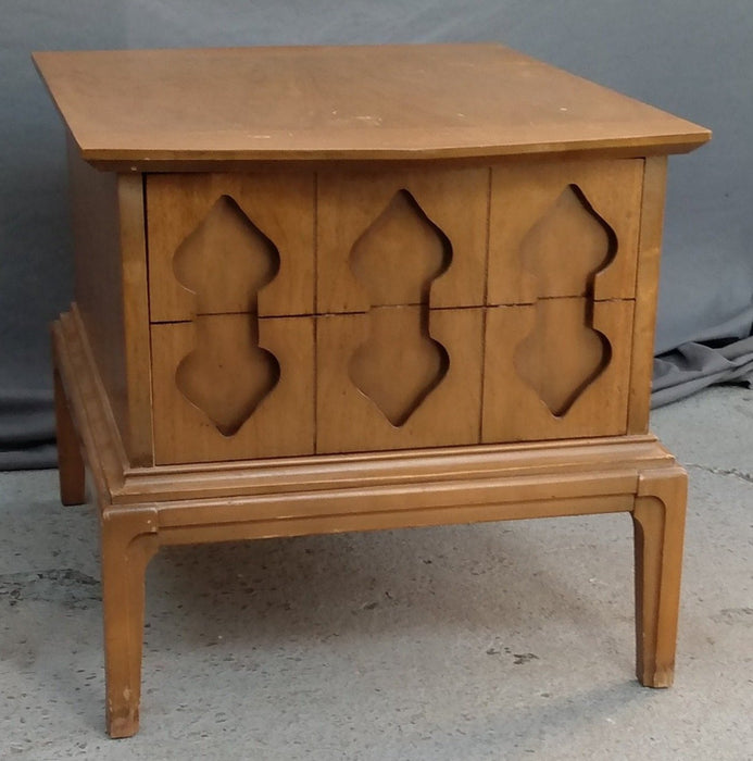 LARGE MODERN WALNUT END TABLE WITH DRAWERS