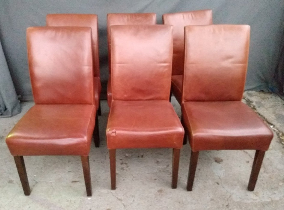 SET OF 6 LEATHER STRAIGHT LEG CHAIRS - NOT OLD