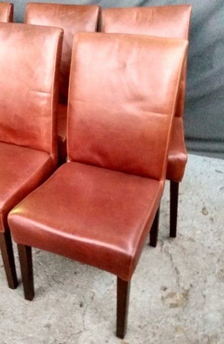 SET OF 6 LEATHER STRAIGHT LEG CHAIRS - NOT OLD