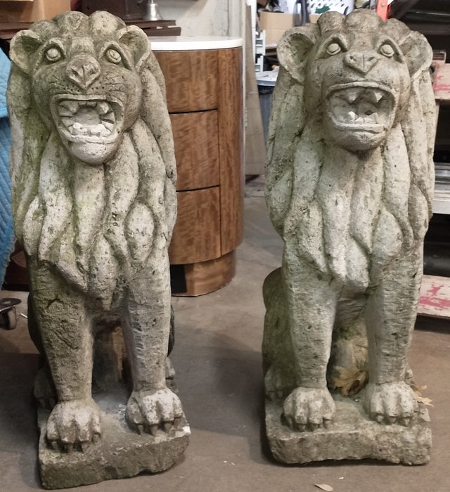 PAIR OF CONCRETE LIONS