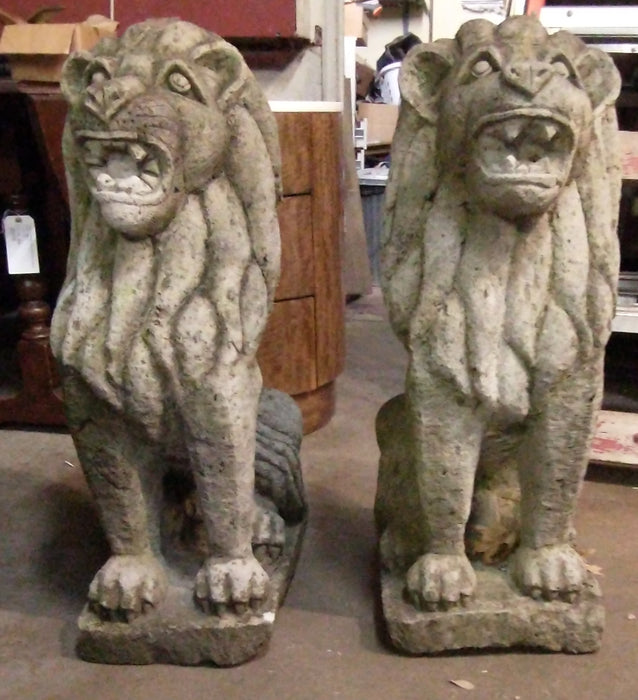 PAIR OF CONCRETE LIONS