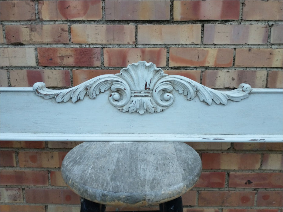 LOUIS XV PAINTED CARVED MAHOGANY PEDIMENT