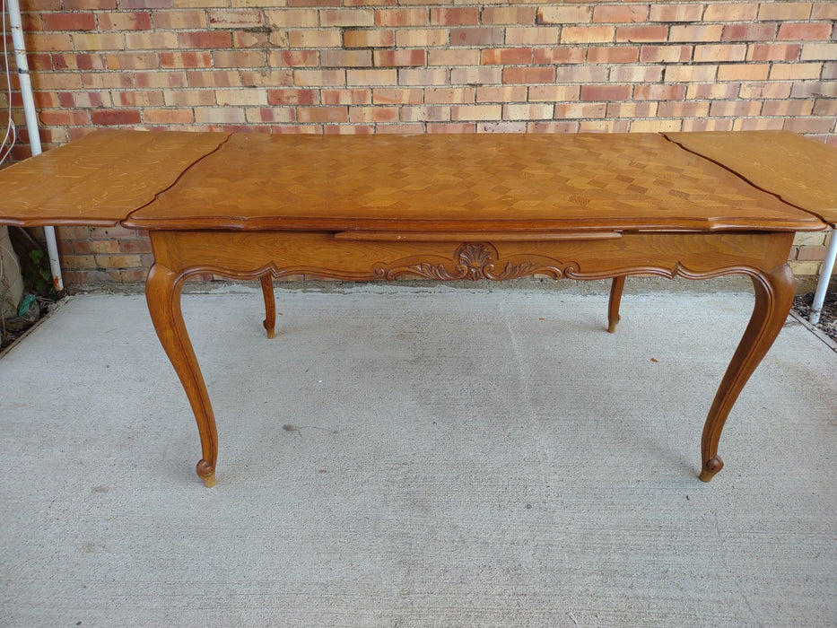 LOUIS XV STYLE OAK DRAWLEAF TABLE