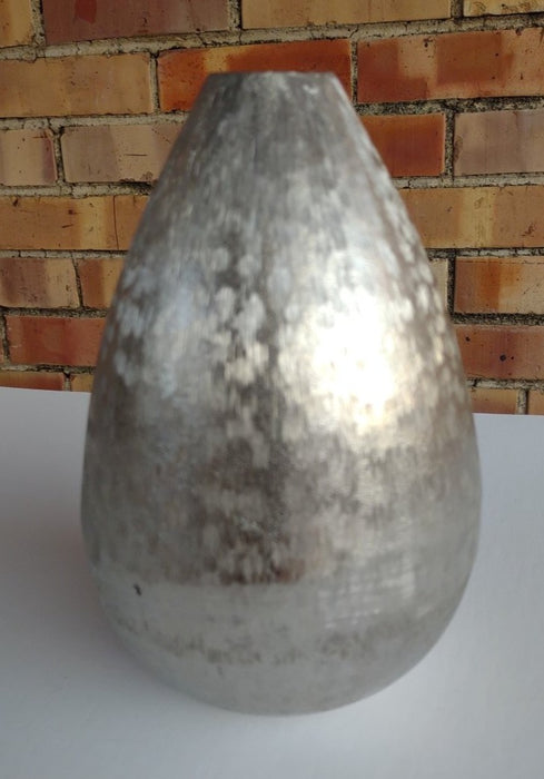 SILVER METAL OVOID VASE-NOT OLD