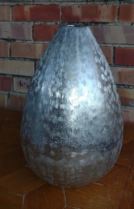 SILVER METAL OVOID VASE-NOT OLD