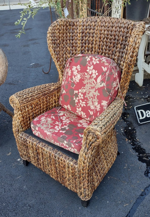 LARGE HIGH BACK WICKER ARM CHAIR