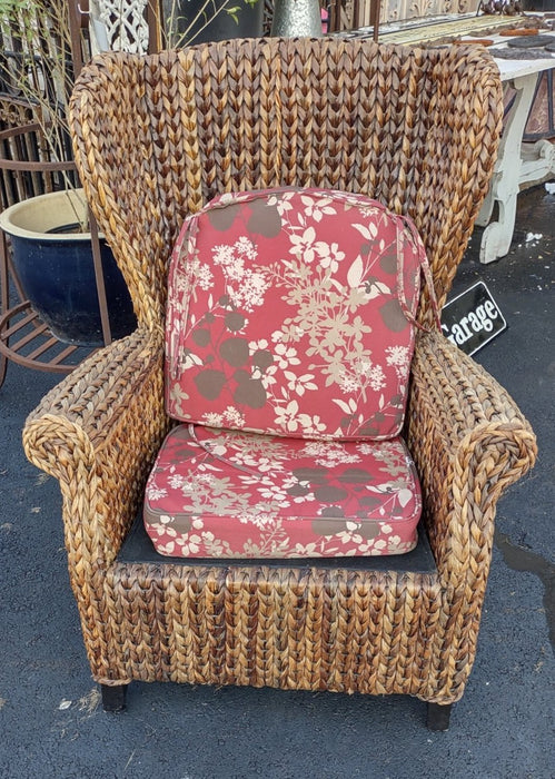 LARGE HIGH BACK WICKER ARM CHAIR