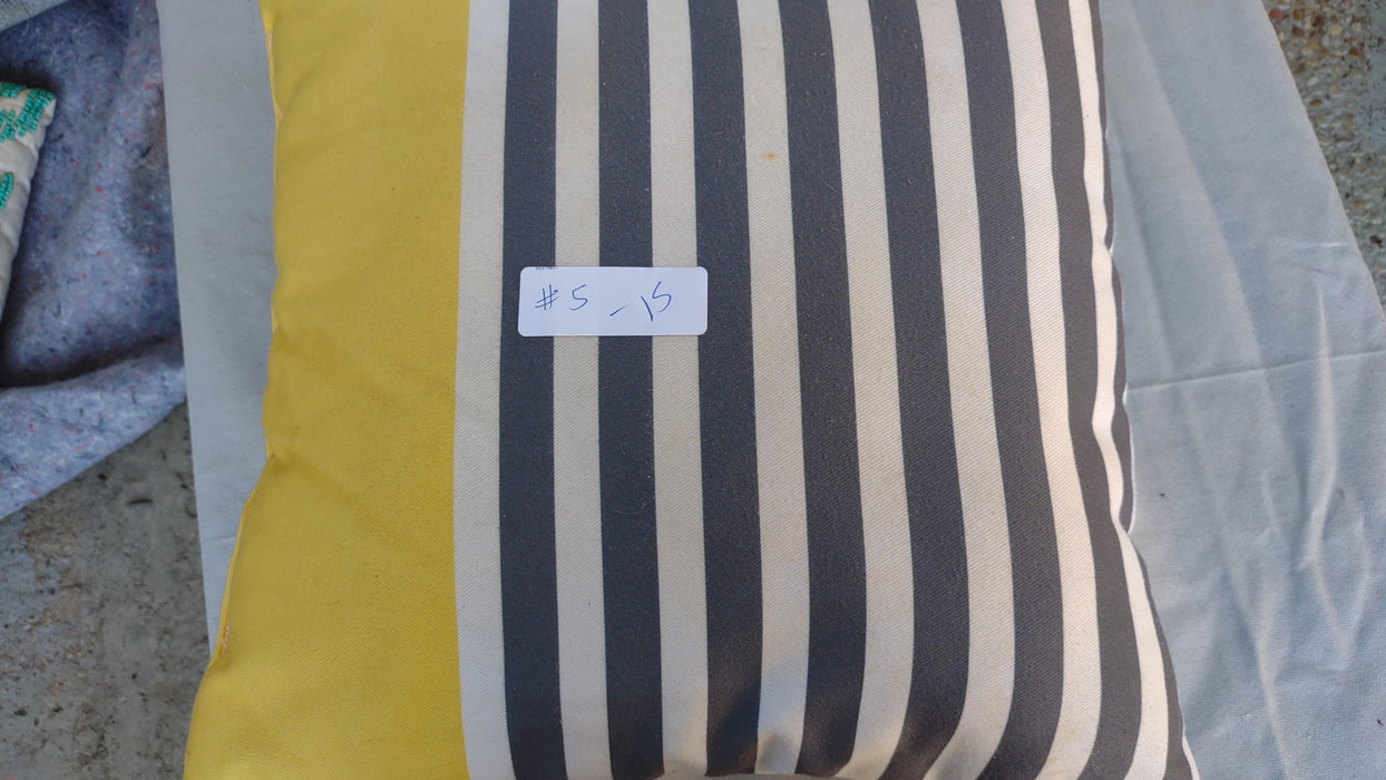 YELLOW WITH GREY AND WHITE STRIPES PILLOW