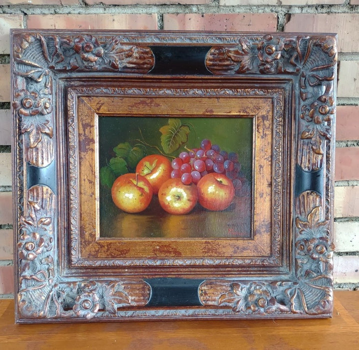 APPLES AND GRAPES STILL LIFE OIL PAINTING