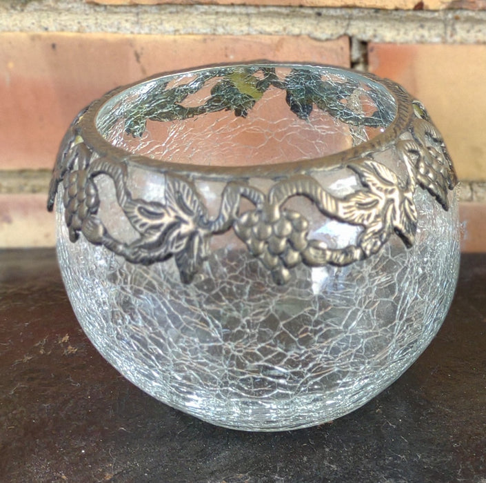 CRACKLE GLASS ROSE BOWL